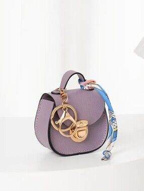 Light Purple Mini Saddle Bag Charm/Ear Bud Holder with Gold Accents NEW